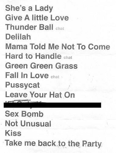 sir tom jones set list