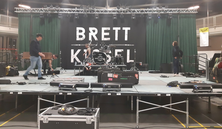 Photo of stage built for Brett Kissel
