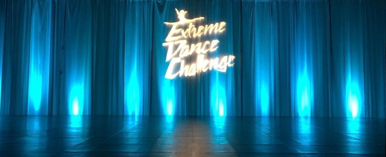 Photo of White drape with backlit LED and gobo